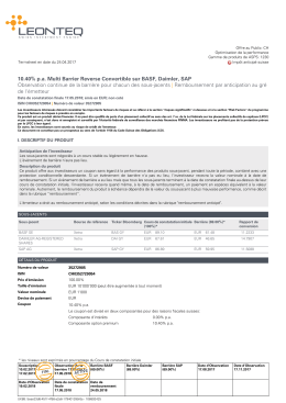 10.40% pa Multi Barrier Reverse Convertible sur BASF