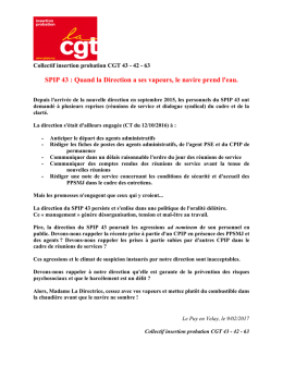 SPIP 43 : Quand la Direction a ses vapeurs, le navire prend l`eau.
