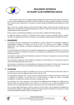 R&egrave;glement Int&eacute;rieur - Rugby Club Cherbourg