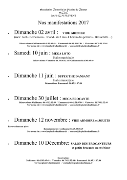Calendrier manifestation 2017