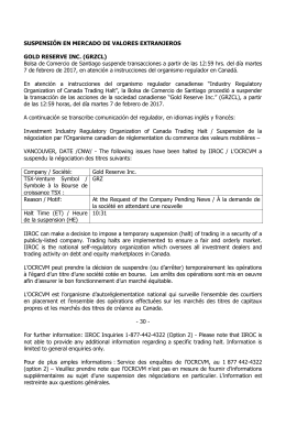 SUSPENSI&Oacute;N EN MERCADO DE VALORES EXTRANJEROS