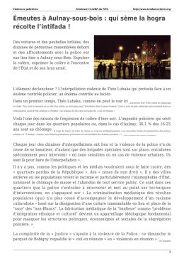 &Eacute;meutes &agrave; Aulnay-sous-bois : qui s&egrave;me la hogra r&eacute;colte l`intifada !