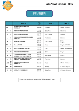 agenda fevrier 2017 - Fédération des Centres Sociaux de Charente