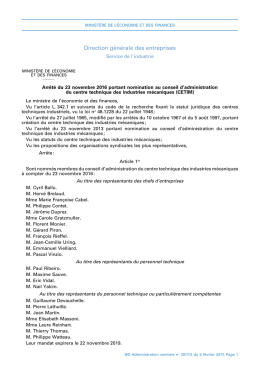 Arrêté du 23 novembre 2016 portant nomination au conseil d