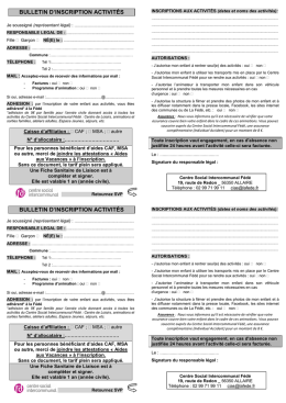 bulletin d`inscription activités bulletin d`inscription activités