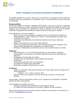 Stagiaire &agrave; la gestion logistique d`&eacute;v&egrave;nements