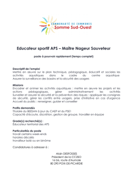 Educateur sportif APS