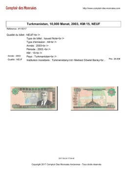 Turkmanistan, 10000 Manat, 2003, KM:15, NEUF