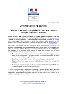 COMMUNIQUÉ DE PRESSE Création d`un