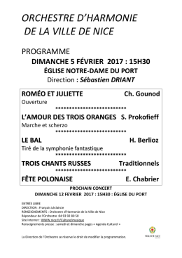 Programme du 5 février 2017