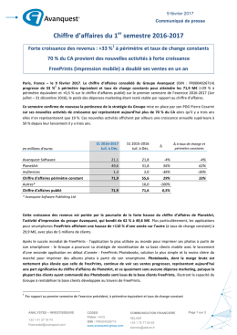 Chiffre d`affaires du 1er semestre 2016-‐2017