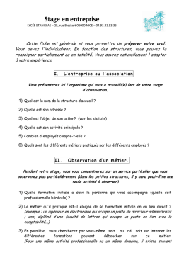 Stage en entreprise - Institution Stanislas Nice