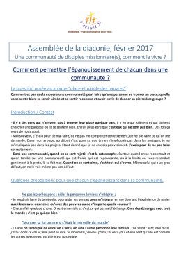 Assembl&eacute;e de la diaconie, f&eacute;vrier 2017