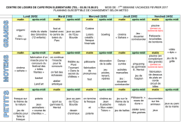 1ère semaine PLANNING CAPEY PRIM VACANCES FEVRIER