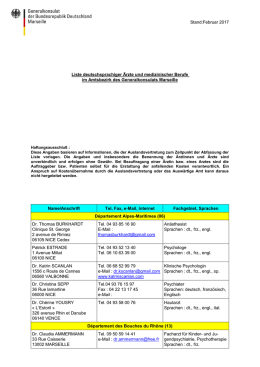 Stand:Februar 2017 Liste deutschsprachiger &Auml;rzte und