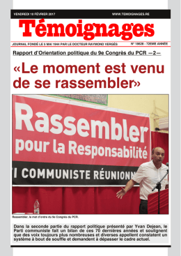 Le moment est venu de se rassembler