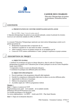 Proposition pour un cahier des charges à l`intention d`organisme