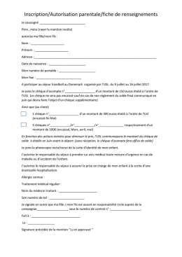 Inscription/Autorisation parentale/fiche de renseignements