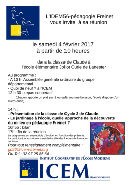 le samedi 4 février 2017 à partir de 10 heures