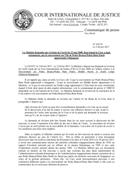 La Malaisie demande une révision de l`arrêt du 23 mai 2008