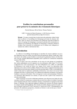 Faciliter les contributions personnelles pour pr&eacute;server la