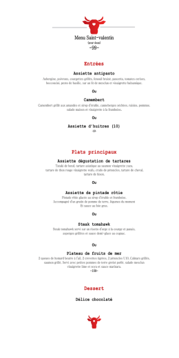 Entrées Plats principaux Dessert
