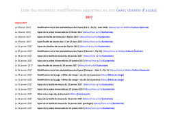 Liste des derni&egrave;res modifications apport&eacute;es au site (avec chemin d