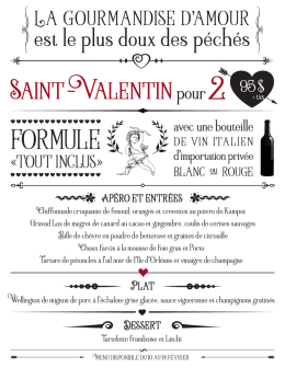 Menu St-Valentin 2017