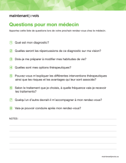 Questions pour mon m&eacute;decin