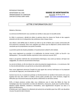 MAIRIE DE MONTMARTIN LETTRE D`INFORMATION 2017