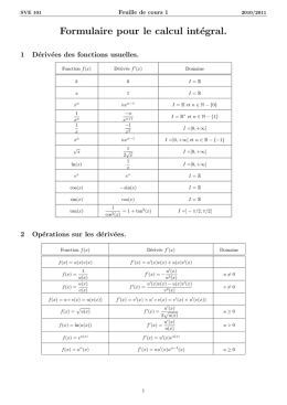 Formulaire pour le calcul intégral.