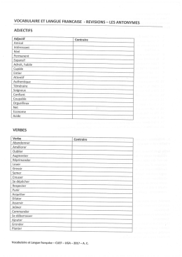 vocabulaire et langue francaise - revisions - les