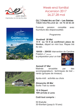 Week-end familial Ascension 2017 26,27,28 mai