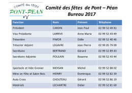 Bureau 2017 - Comité des Fêtes Pont péan