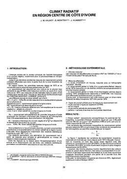 Climat radiatif en région centre de Côte d`Ivoire
