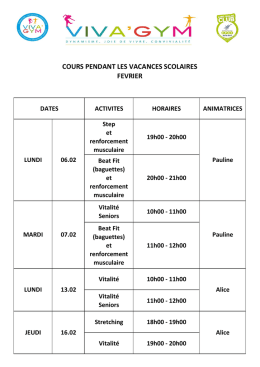 Cours vacances scolaires (Fevrier 2017)