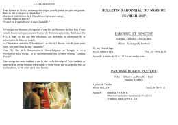 BULLETIN PAROISSIAL DU MOIS DE FEVRIER 2017 PAROISSE