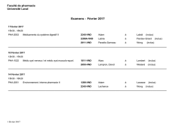 Examens - F&eacute;vrier 2017 - Facult&eacute; de pharmacie de l`Universit&eacute; Laval