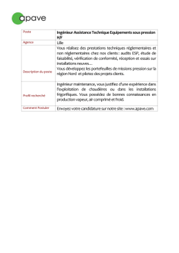 Ingénieur Assistance Technique Equipements sous pression H/F Lille