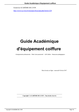 Guide Acad&eacute;mique d`&eacute;quipement coiffure