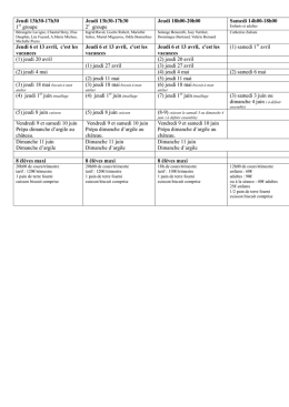Jeudi 13h30-17h30 1er groupe Jeudi 13h30-17h30 2e