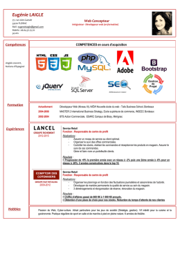 Télécharger mon CV  - Femme Développeur web bordeaux