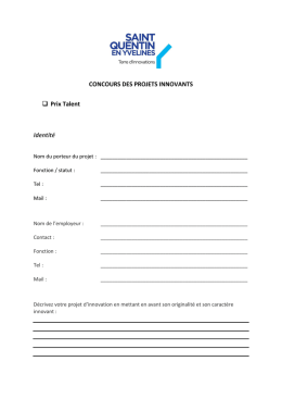 Dossier de candidature Concours des projets innovants