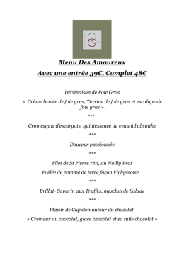 Menu Des Amoureux Avec une entrée 39€, Complet 48