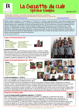 La Gazette du club Spéciale Equipes
