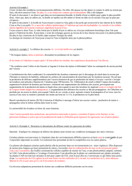 Activit&eacute; 4 Exemple 1 L`oyat vit dans des conditions