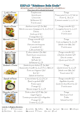 Menu du 13 au 19 février 2017