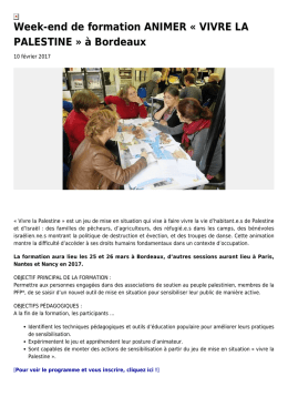Week-end de formation ANIMER &laquo; VIVRE LA - Plateforme