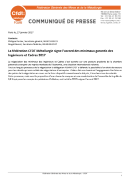 La fédération CFDT Métallurgie signe l`accord des minimaux