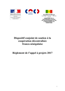 Règlement de l`appel à projet